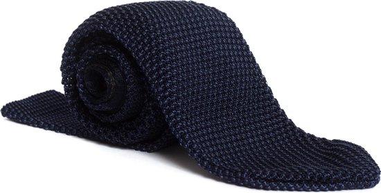 Donkerblauwe gebreide stropdas - 100% zijde | bol.com