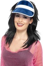 Eighties Jaren 80 verkleed zonneklep/sunvisor in het blauw voor dames