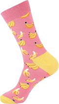 Hippe Sokken -  Bananas pink ,  Maat 41 - 47
