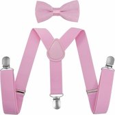 Fako Fashion® - Bretelles enfants avec nœud papillon - Uni - 65cm - Rose