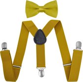 Fako Fashion® - Kinder Bretels Met Vlinderstrik - Kinderbretels - Vlinderdas - Strik - 65cm - Goudkleurig