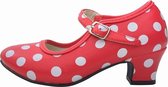 Spaanse schoenen rood wit maat 35 - binnenmaat 22,5 cm bij jurk kinderen verkleedkleren meisje