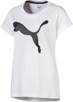 PUMA Active Logo Tee Shirt Dames - PUMA White / Cotton Black