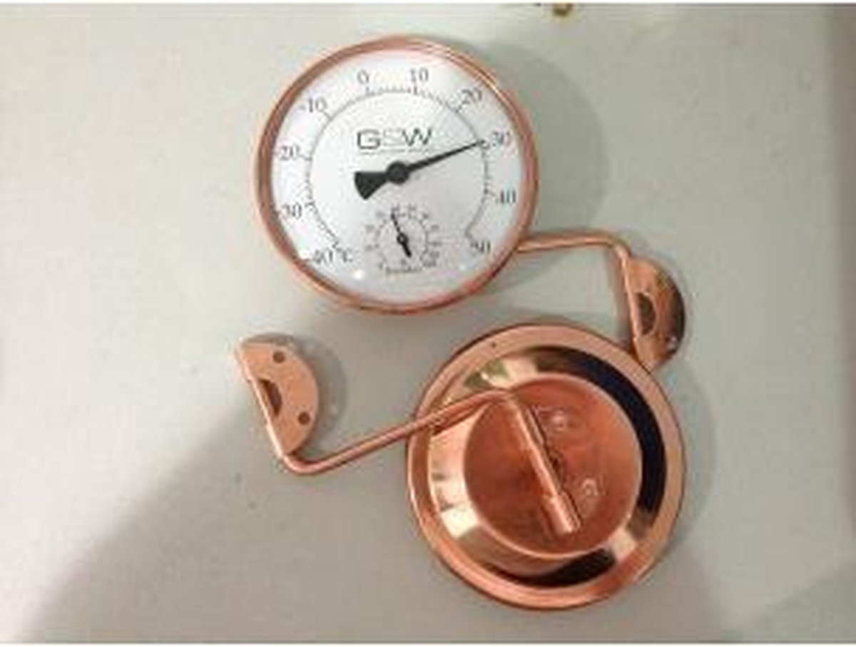 G&W (GoodWeather) BuitenThermometer met vochtigheid meter in de kleur koper