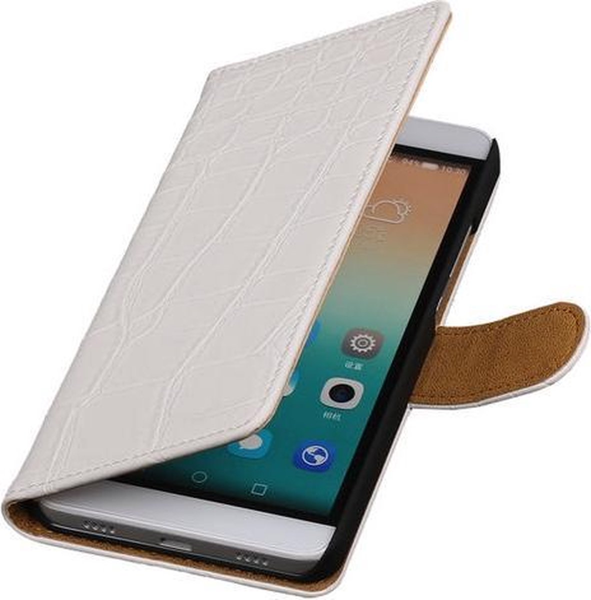 Huawei Honor 7i - Croco Booktype Wallet Hoesje Wit