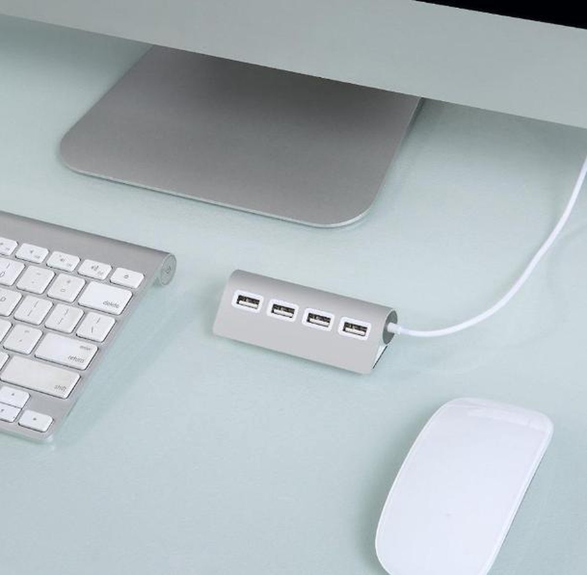 Zilver - 4 Poorts USB Hub - Voor apple Macbook - Imac - Mac Style - Geschikt voor Windows, Linux en Mac OS - stijlvol design