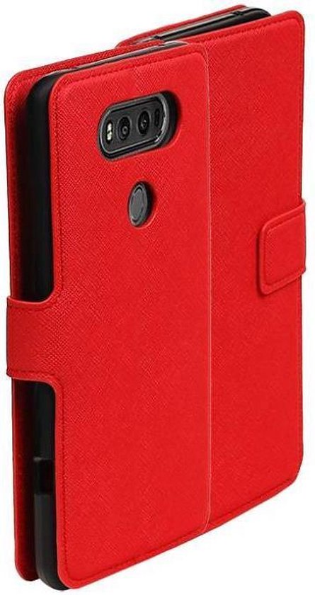 Étui LG V20 Cross Pattern TPU Bookstyle Rouge