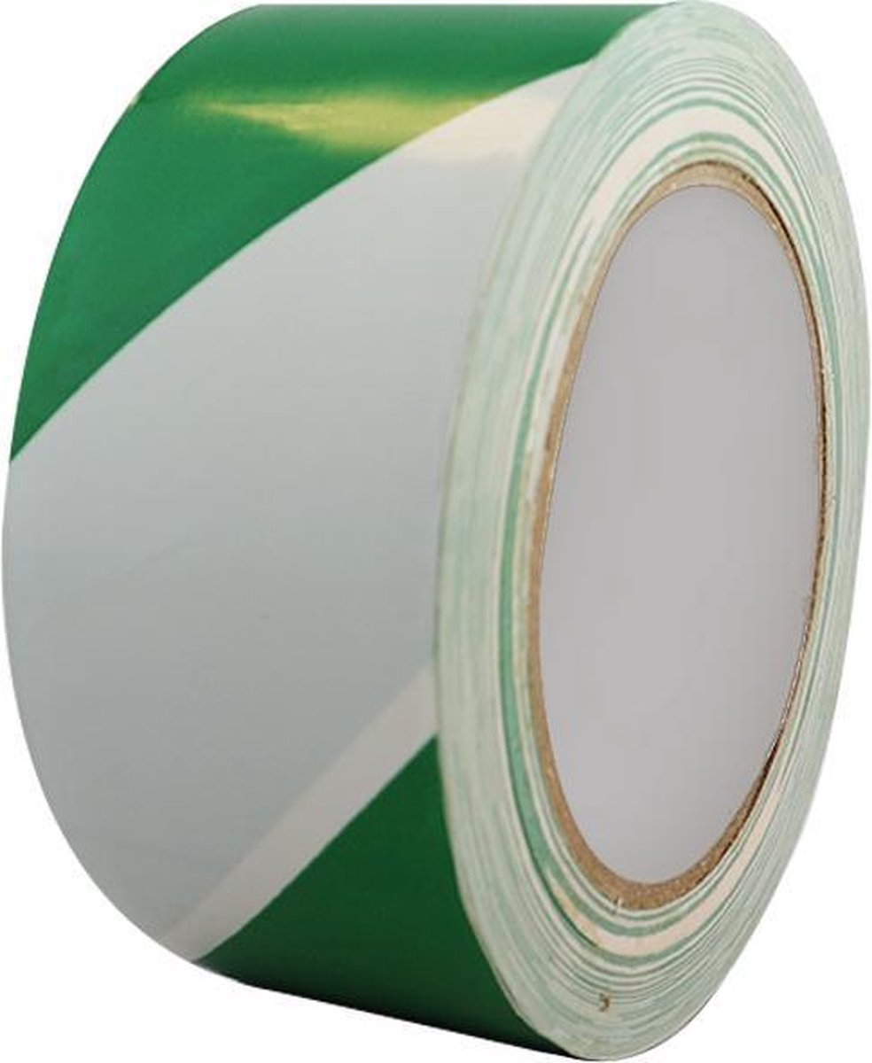 Vloermarkeringstape 5cm (Groen/Wit)