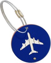 2 ronde metallic blauwe bagagelabels van aluminium | Goedkope bagagelabels | Vakantie bagagelabels | Koffer labels blauw