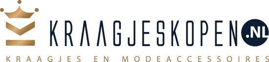 Logo de Kraagjeskopen.nl avec une couronne et le texte 'KRAAGJESKOPEN.NL KRAAGJES EN MODEACCESSOIRES'.