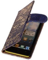 Blauw Lace / Kant Design Book Cover Hoesje Galaxy S4 I9500