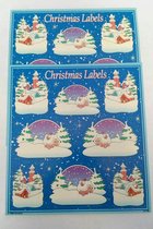 Kerstlabels groot Blauw Sneeuw 2 vellen