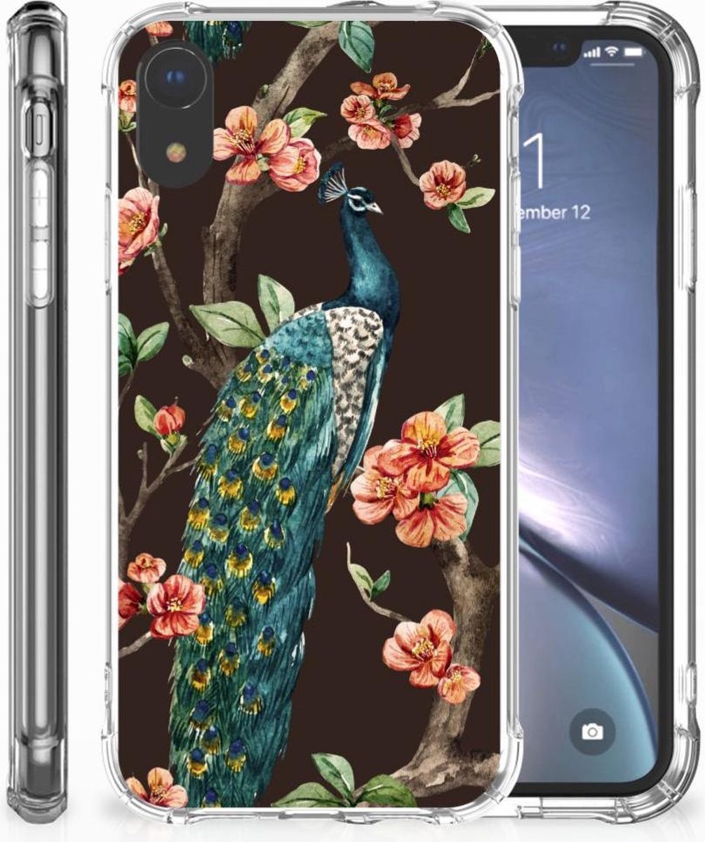 Apple iPhone Xr Case Anti-shock Pauw met Bloemen