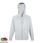 Fruit of the Loom hoodie vest met rits lichtgewicht maat S (gemêleerd grijs)