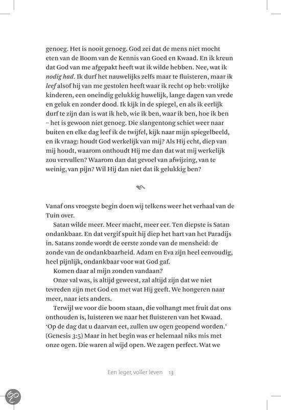 Boekpagina met tekst over God, de mens en de tuin.