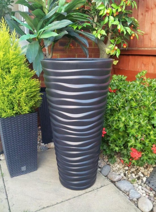 Set van 2 plantenpotten, groot voor buiten, grote bloempot 40 x 40 cm