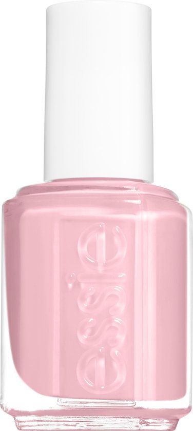 Essie nagellakflesje met een zachtroze, glanzende lak.