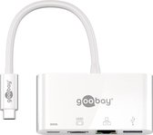 Goobay USB-C naar HDMI, USB-A, USB-C PD en RJ45 adapter met DP Alt Mode (4K 30 Hz) / wit - 0,15 meter