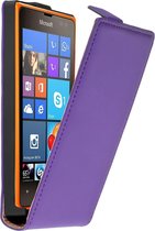 Lederen Paars Microsoft Lumia 532 Premium Flip Case Cover Hoesje
