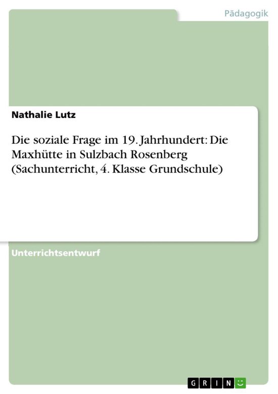 Die soziale Frage im 19. Jahrhundert: Die Maxhütte in Sulzb ... - cover