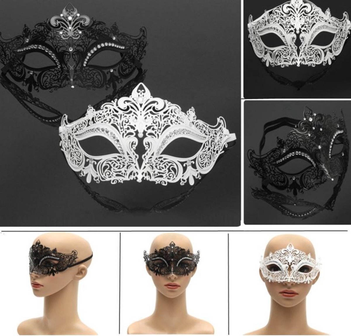 Masker Gala Bruiloft - Gemaskerd Feest Bal - Plastic Glitters - WIT |  bol.com