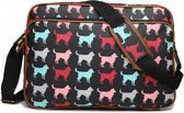 MISS LULU zeildoek canvas - Schoudertas DOG. - L1624DNG BK)