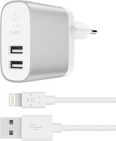 Belkin BOOST↑CHARGE™ 2-poorts 12W lader voor thuis + 1m Apple iPhone Lightning naar USB-A kabel - Wit