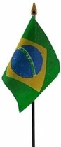 Brazilie mini vlaggetje op stok 10 x 15 cm