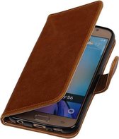 Bruin Pull-Up PU Hoesje Samsung Galaxy S6 Booktype Wallet Cover