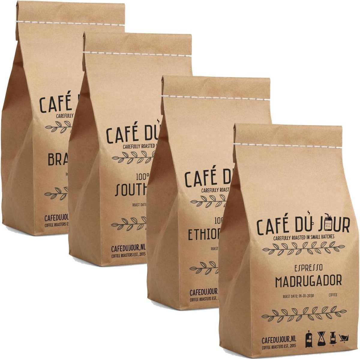 Café du jour vers gebrande koffiebonen proefpakket 4 x 1 kg