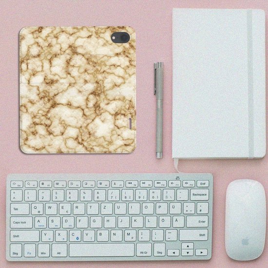 Couverture de livre iPhone XR avec fermeture magnétique Marble Goud