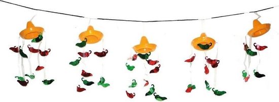 Funny Fashion Thema feest slinger - Mexico/Mexicaans - met somberero en pepers - 365 cm