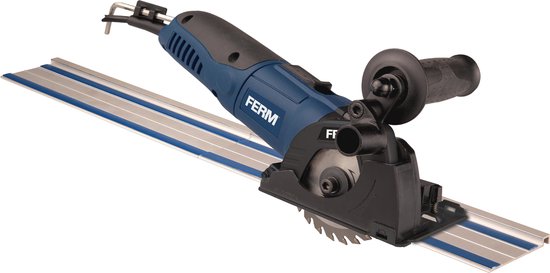 FERM - CSM1043_S - Precisie invalzaag - set - Mini-cirkelzaag - 500W - Ø85mm - Variabele snelheden - 3500 t/m 6500 tpm - Instelbare - Zaagdiepte: - 22mm - Met: - Geleiderails - Stofadapter - 3 zaagbladen: - Kunststof - Hout - Keramiek - Opbergkoffer