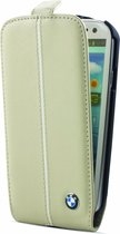 BMW Real Leather Bookcase voor Samsung Galaxy S4 - Cream