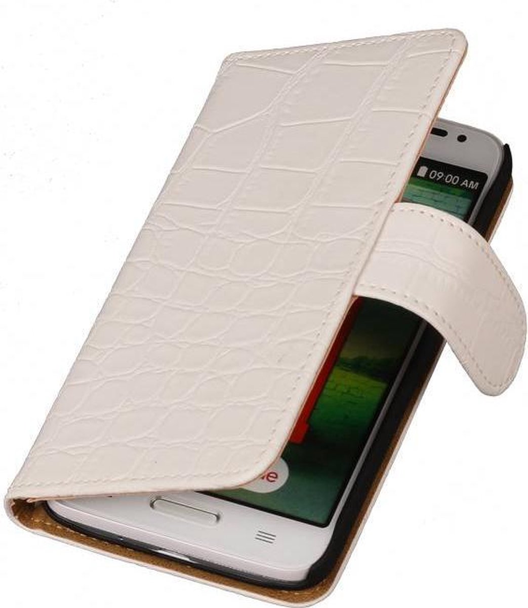 Nokia Lumia 530 Book Case Croco Wit Hoesje
