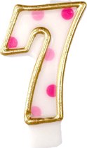 Haza Original Verjaardagskaars Cijfer 7 Goud/roze 6 Cm