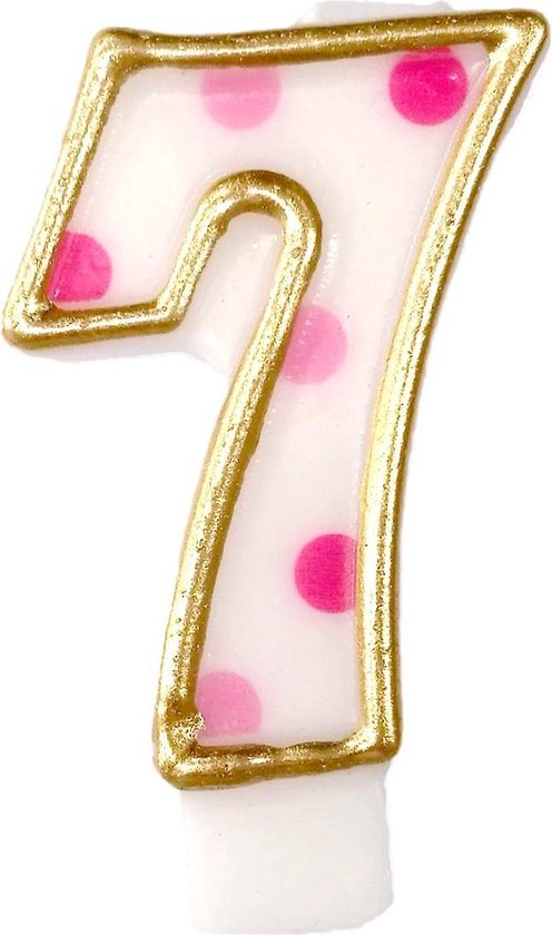 Haza Bougie Anniversaire Originale Numéro 7 Or / Rose 6 Cm