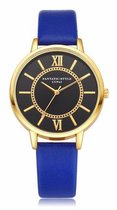 Hidzo Horloge LVPAI ø 37 mm - Blauw - Kunstleer