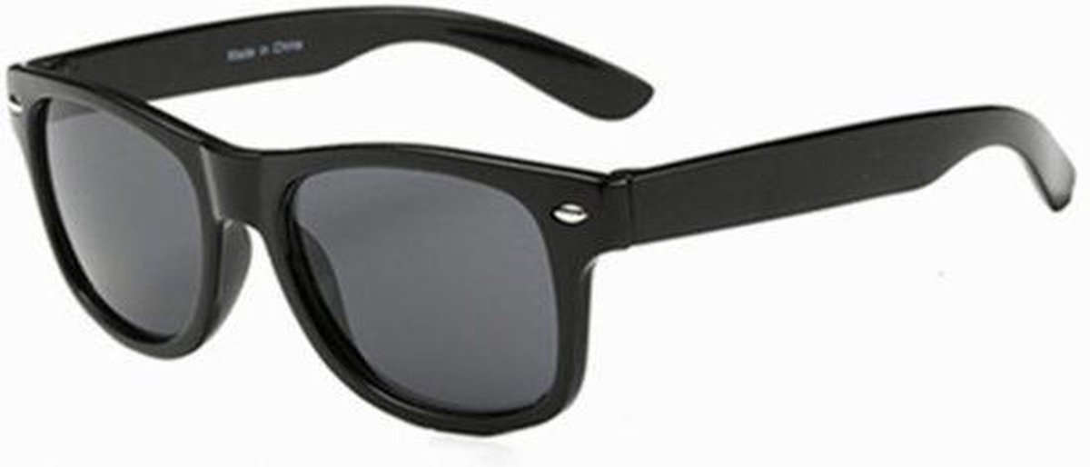 Hidzo Kinder Zonnebril Wayfarer Zwart - UV 400 - In brillenkoker
