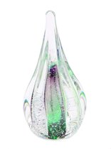 Glasobject druppel sparkle groen/paars small mini urn glas