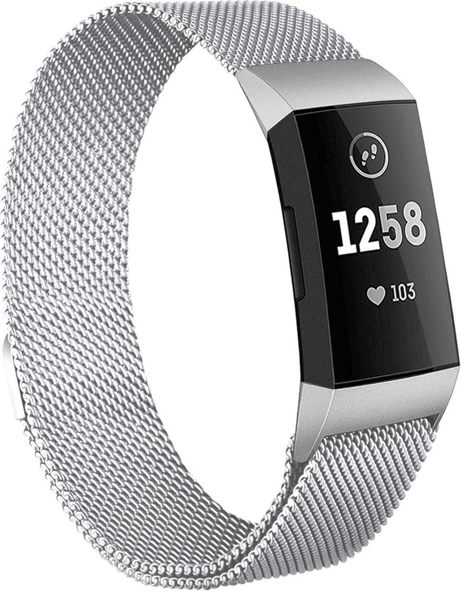 Bandje geschikt voor Fitbit Charge 3 - Zilver Milanese Band