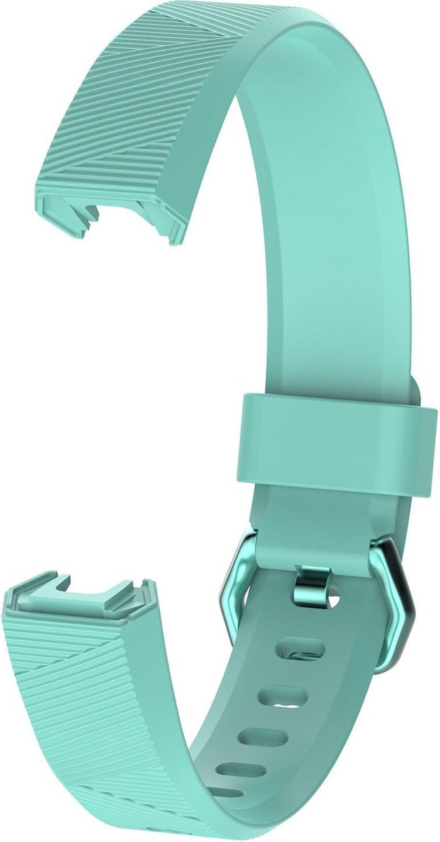 KELERINO. Siliconen bandje geschikt voor Fitbit Alta (HR) - Gespsluiting - Teal Groen - Large