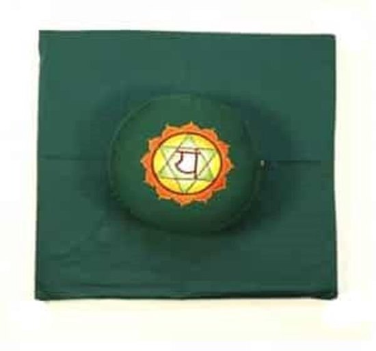 Meditatiemat hoes groen 4e chakra - 65x65x5 - Katoen - Groen - Biologisch van Merkloos — afbeelding 2