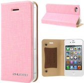 Roze leren hoesje iPhone 4s 4 Bamboo Spinneweb structuur