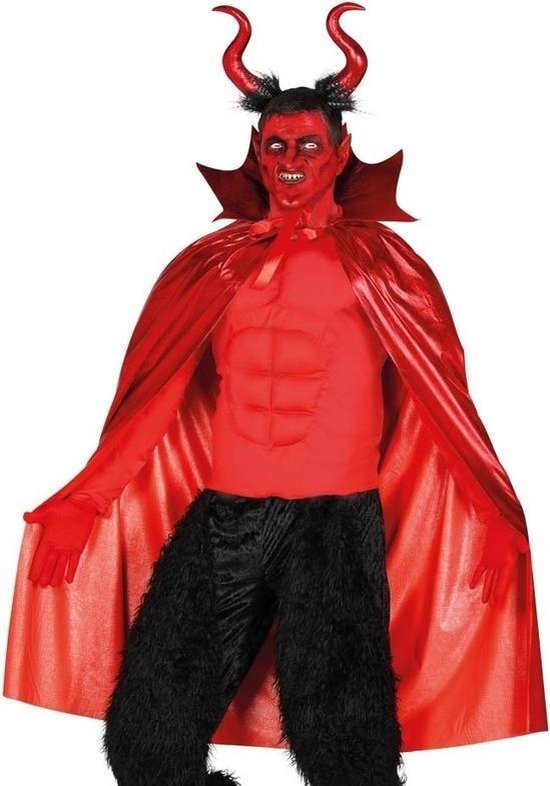 elegant kruis fundament Halloween - Duivel rode cape kostuum met hoorns voor heren | bol.com