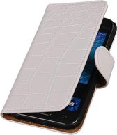 Mobieletelefoonhoesje.nl - Krokodil Bookstyle Hoesje voor Samsung Galaxy J1 Wit