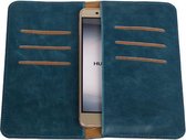 Blauw Pull-up Large Pu portemonnee wallet voor Huawei Honor 4C