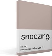 Snoozing - Coton - Taies d'oreiller - Lot de 2 - 40x60 cm - Taupe