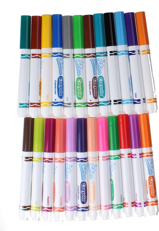 Crayola - 24 Afwasbare Viltstiften met dunne punt - Heldere kleuren |  bol.com