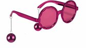 NINGBO PARTY SUPPLIES - Roze disco bril met discoballen voor volwassenen - Accessoires > Brillen